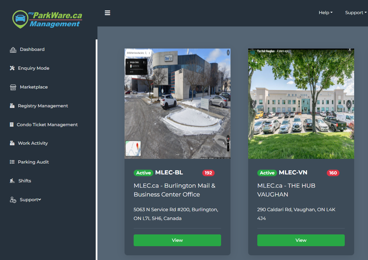 myParkWare.ca Client Management Portal